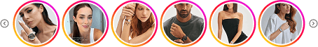 Videos do iShorts em formato de stories circulares no topo da loja